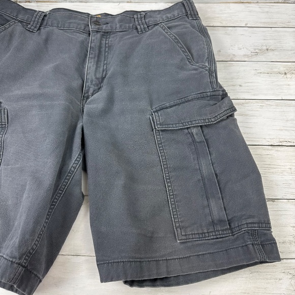 Carhartt Shorts Mens 34x10 Gray Canvas Work Cargo Carpenter Baggy - Picture 2 of 10
